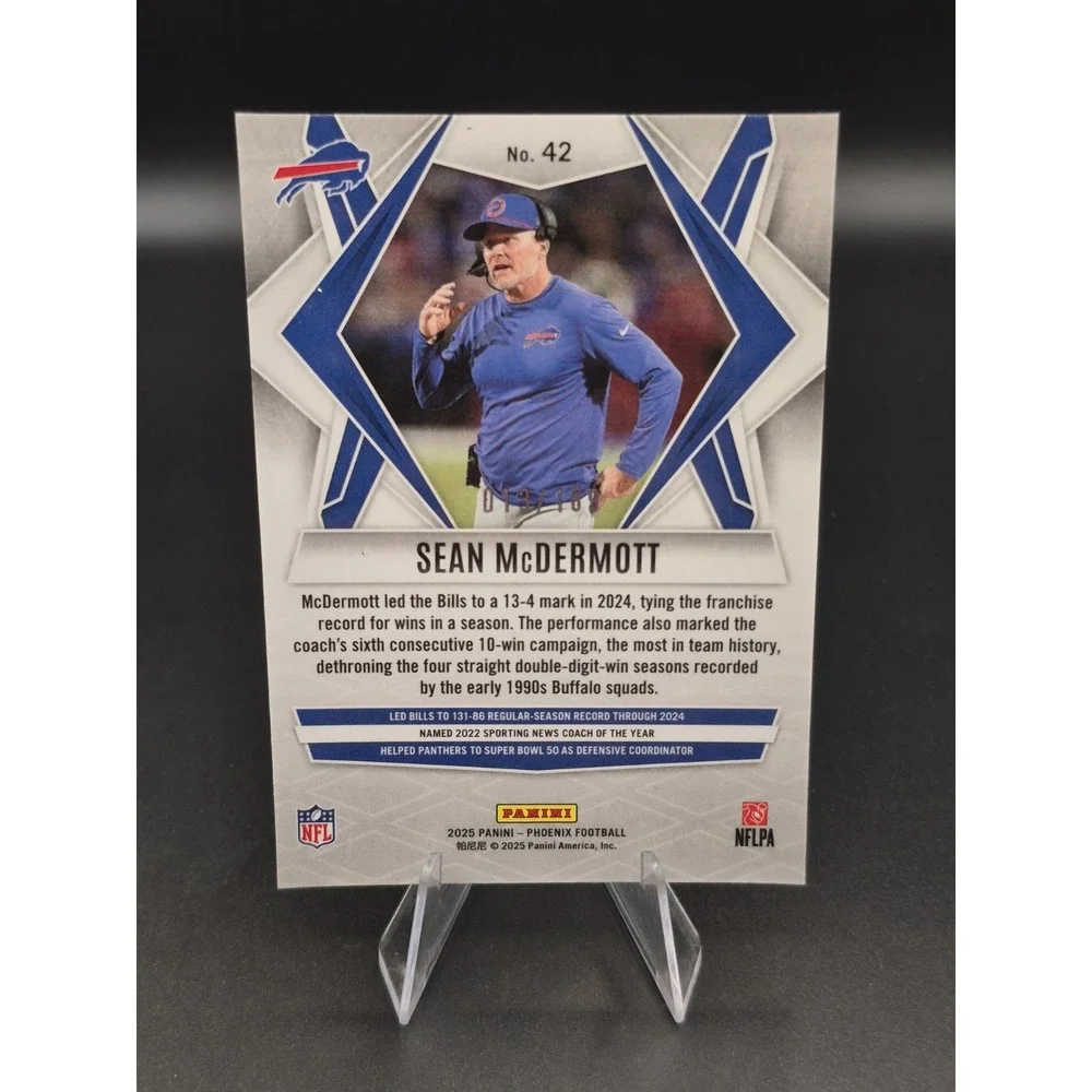 2025 Panini Phoenix Sean McDermott #42 Orange Pandora /189 Buffalo Bills